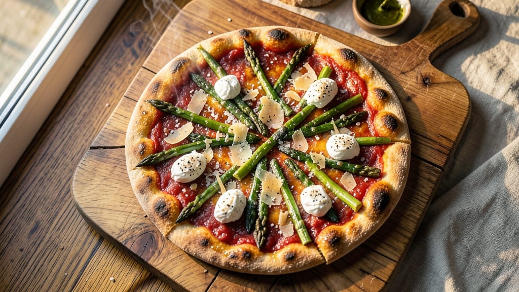 Asparagus Flatbread Pizza Recipe: Crispy Crust With Charred Greens Topped
