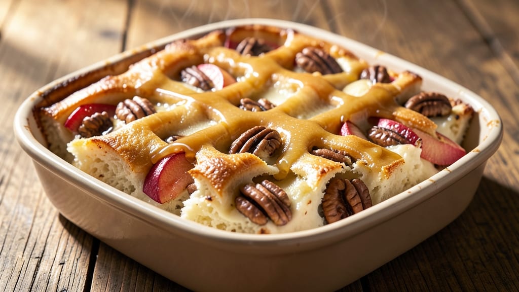 Apple Walnut Bread Pudding Recipe: Spiced Cinnamon Swirls and Crunchy Top