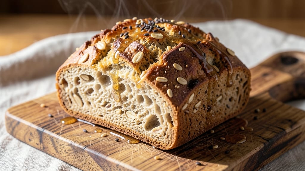 9 Grain Honey Oat Bread Recipe: Crunchy Crust and Sweet Honey Swirls