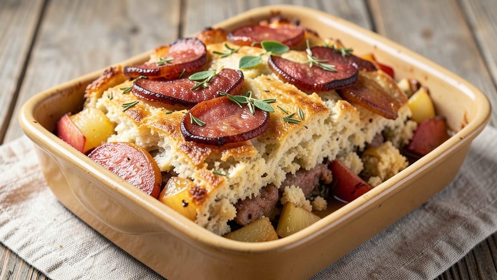 Apple and Sausage Cornbread Stuffing Recipe: Savory Apple Swirl Locks in Juice